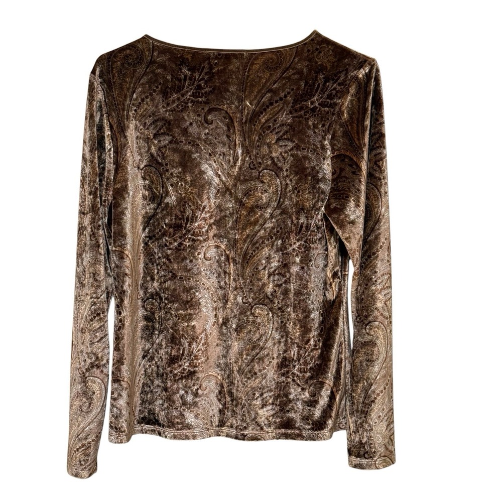 Vintage Paisley Soft Shimmer Velvet Top L Y2K Boho Whimsigoth Dark Cottage - Picture 2 of 9
